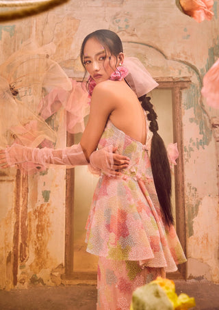 Multicolor Peplum Top And Fishtail Skirt by Shriya Som available on Indiaspopup.com