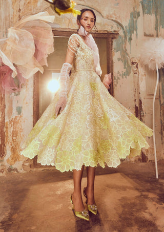 Green Ombre Floral Midi With Fringes by Shriya Som available on Indiaspopup.com