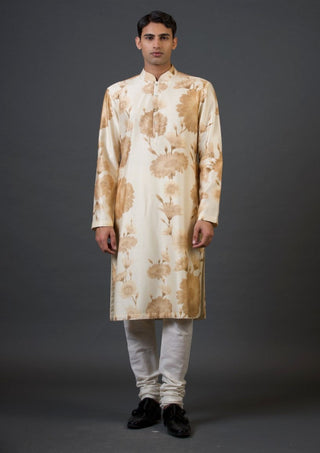 Balance By Rohit Bal Men-Ivory Floral Kurta And Churidar-INDIASPOPUP.COM