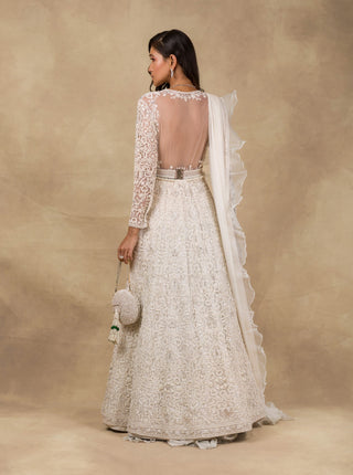 Ridhi Mehra - Ivory & Fuchsia Anarkali Set - INDIASPOPUP.COM
