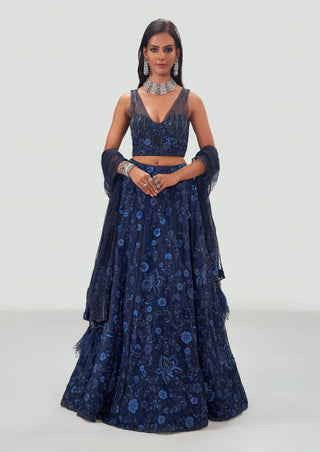 Shriya Som-Blue Patchwork Lehenga Set-INDIASPOPUP.COM