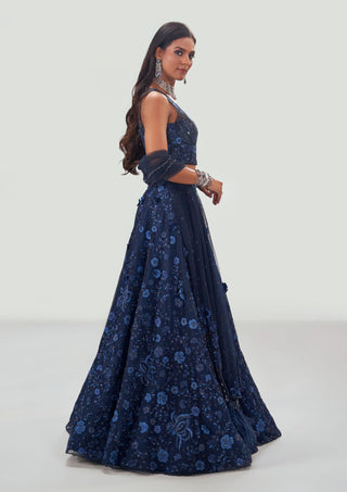 Shriya Som-Blue Patchwork Lehenga Set-INDIASPOPUP.COM