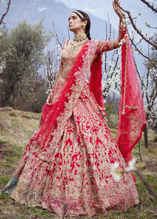 Dolly J-Delisha Red Bridal Lehenga Set-INDIASPOPUP.COM
