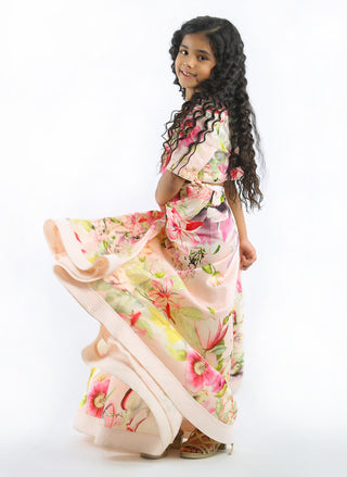 Bal Bachche-Pink Floral Printed Lehenga With Blouse-INDIASPOPUP.COM