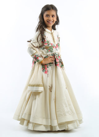 Bal Bachche-Ivory Embroidery Anarkali With Dupatta-INDIASPOPUP.COM