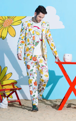 Nautanky-Hisbiscus Printed Sando With Blazer And Pants-INDIASPOPUP.COM