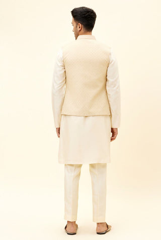 Sva By Sonam And Paras Modi-Beige Butti Embroidered Bundi-INDIASPOPUP.COM