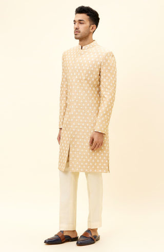 Sva By Sonam And Paras Modi-Beige Sherwani With Pants-INDIASPOPUP.COM