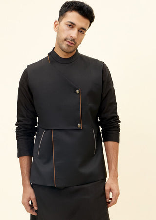 Sva By Sonam And Paras Modi-Black Overlap Crossover Bundi-INDIASPOPUP.COM