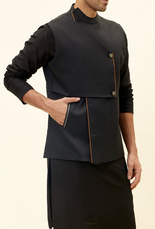 Sva By Sonam And Paras Modi-Black Overlap Crossover Bundi-INDIASPOPUP.COM