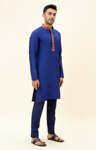Sva By Sonam And Paras Modi-Blue Solid Colour Kurta With Pants-INDIASPOPUP.COM
