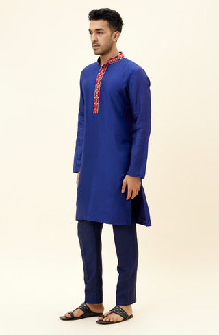 Sva By Sonam And Paras Modi-Blue Solid Colour Kurta With Pants-INDIASPOPUP.COM