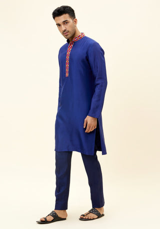 Sva By Sonam And Paras Modi-Blue Solid Colour Kurta With Pants-INDIASPOPUP.COM