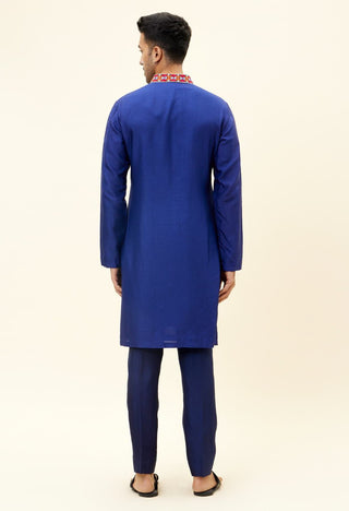 Sva By Sonam And Paras Modi-Blue Solid Colour Kurta With Pants-INDIASPOPUP.COM