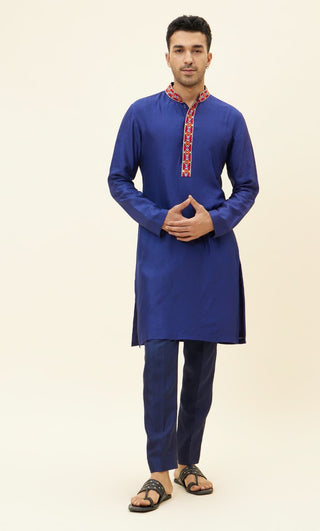 Sva By Sonam And Paras Modi-Blue Solid Colour Kurta With Pants-INDIASPOPUP.COM