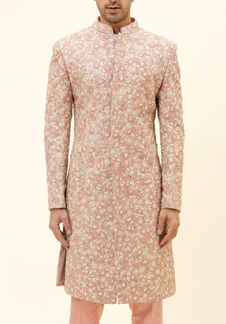 Sva By Sonam And Paras Modi Men-Old Rose Embroidered Sherwani With Pants-INDIASPOPUP.COM
