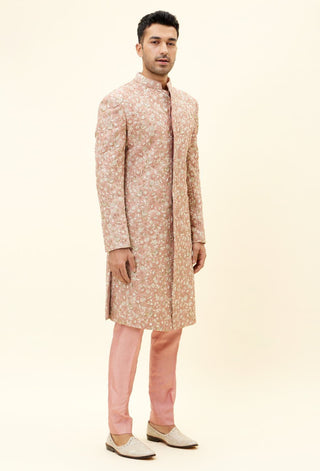 Sva By Sonam And Paras Modi Men-Old Rose Embroidered Sherwani With Pants-INDIASPOPUP.COM