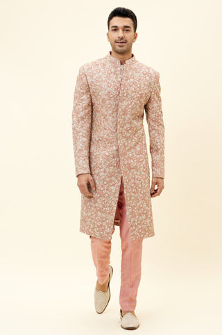 Sva By Sonam And Paras Modi Men-Old Rose Embroidered Sherwani With Pants-INDIASPOPUP.COM
