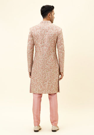 Sva By Sonam And Paras Modi Men-Old Rose Embroidered Sherwani With Pants-INDIASPOPUP.COM
