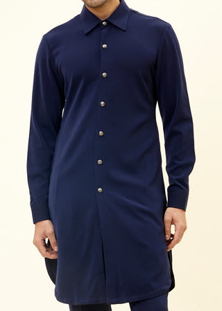 Sva By Sonam And Paras Modi Men-Blue Volvo Kurta With Pant-INDIASPOPUP.COM