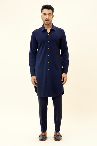 Sva By Sonam And Paras Modi Men-Blue Volvo Kurta With Pant-INDIASPOPUP.COM