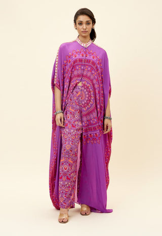 Sva By Sonam And Paras Modi-Purple Ravi Butta Print Kaftan With Pant-INDIASPOPUP.COM