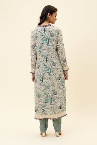 Sva By Sonam And Paras Modi-Beige Printed Tunic With Pant And Jacket-INDIASPOPUP.COM