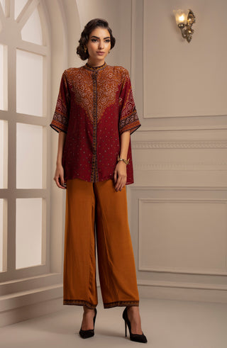 Rajdeep Ranawat-Red & Brown Top With Pant-INDIASPOPUP.COM