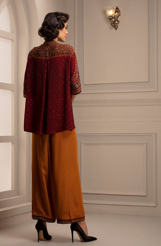 Rajdeep Ranawat-Red & Brown Top With Pant-INDIASPOPUP.COM