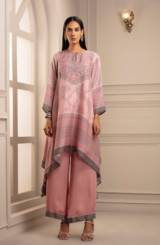 Rajdeep Ranawat-Blush Draped Tunic And Pant-INDIASPOPUP.COM