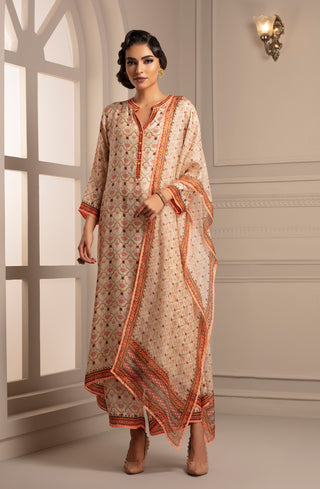 Rajdeep Ranawat-Cream Tunic With Pant & Stole-INDIASPOPUP.COM
