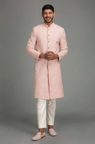 Chatenya Mittal-Light Pink Embroidered Sherwani With Pant-INDIASPOPUP.COM