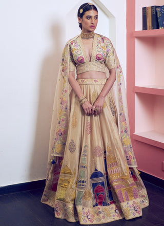 Rar Studio-Beige & Multicolor Lehenga Set-INDIASPOPUP.COM