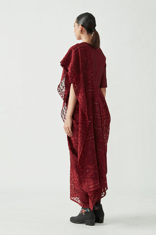 Payal Pratap-Wine Racheal Drape Saree-INDIASPOPUP.COM