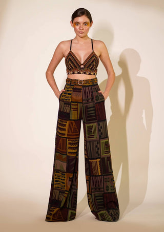 Nikita Mhaisalkar-Multicolour Abstract Print Pant-INDIASPOPUP.COM
