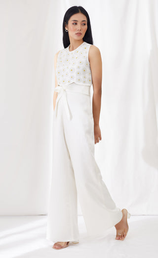 Lavanya Ahuja-Ivory Beaded Daisy Top With Pants-INDIASPOPUP.COM