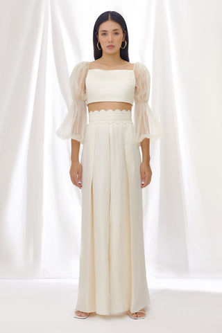 Lavanya Ahuja-Ivory Billow And Breeze Top And Pant-INDIASPOPUP.COM