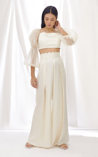 Lavanya Ahuja-Ivory Billow And Breeze Top And Pant-INDIASPOPUP.COM