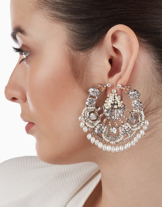 Outhouse-Rose Gold Clair De Lune Noir Earrings-INDIASPOPUP.COM