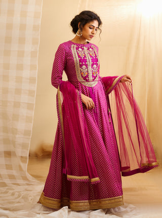 Shyam Narayan Prasad-Wine Pink Anarkali Set-INDIASPOPUP.COM