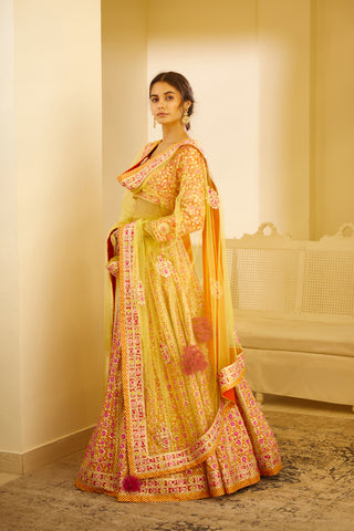 Shyam Narayan Prasad-Multi-Color Embroidered Lehenga Set-INDIASPOPUP.COM