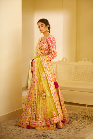 Shyam Narayan Prasad-Multi-Color Embroidered Lehenga Set-INDIASPOPUP.COM