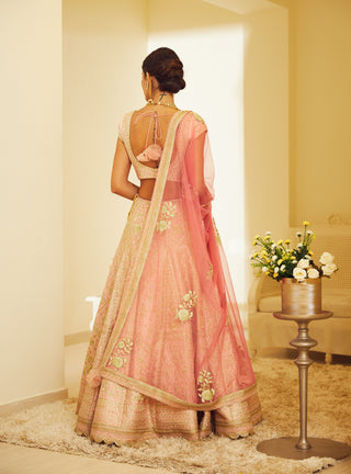 Shyam Narayan Prasad-Light Pink Embroidered Lehenga Set-INDIASPOPUP.COM