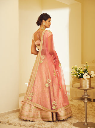 Shyam Narayan Prasad-Light Pink Embroidered Lehenga Set-INDIASPOPUP.COM