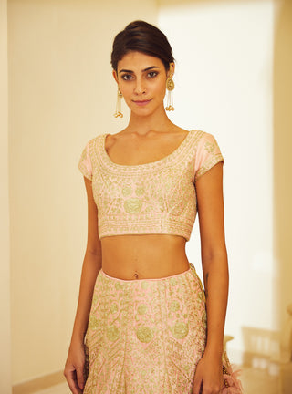Shyam Narayan Prasad-Light Pink Embroidered Lehenga Set-INDIASPOPUP.COM