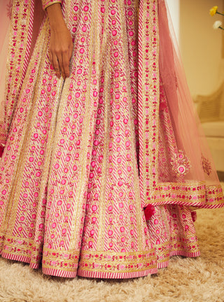 Shyam Narayan Prasad-Light Pink Gota And Thread Lehenga Set-INDIASPOPUP.COM