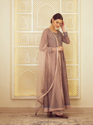 Shyam Narayan Prasad-Light Neutral Pink Anarkali Set-INDIASPOPUP.COM