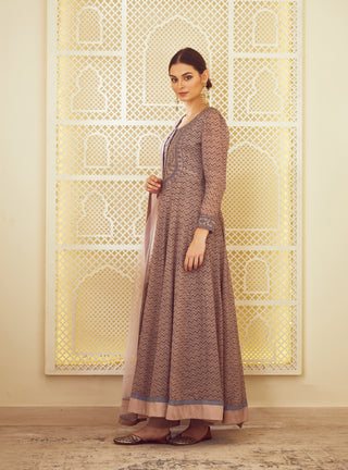 Shyam Narayan Prasad-Light Neutral Pink Anarkali Set-INDIASPOPUP.COM