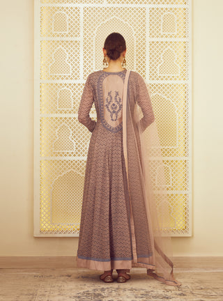 Shyam Narayan Prasad-Light Neutral Pink Anarkali Set-INDIASPOPUP.COM