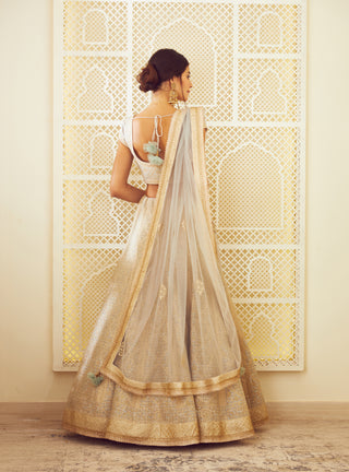 Shyam Narayan Prasad-Ice Blue Metallic Lehenga Set-INDIASPOPUP.COM